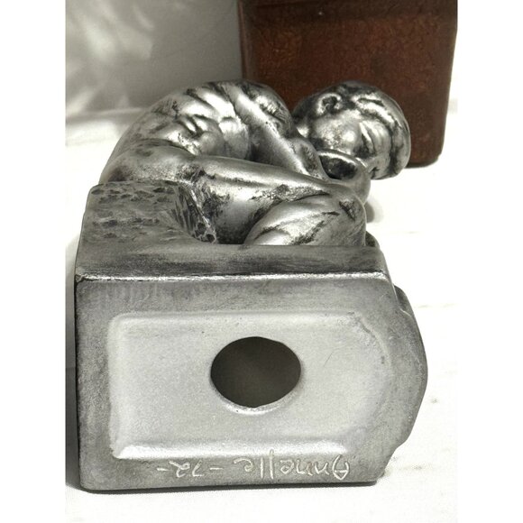The Thinker Bookends Set Classic Design Silver Finish - Picture 12 of 13